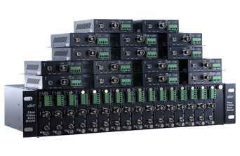 Fiber Media Converter - 16 x 1 Video + 1 Data RackMount Kit Single Mod 20KM