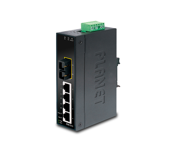 4-Port 10/100Base-TX + 1-Port 100Base-FX Industrial Fast Ethernet Switch (-10~60 degrees C operating temperature)