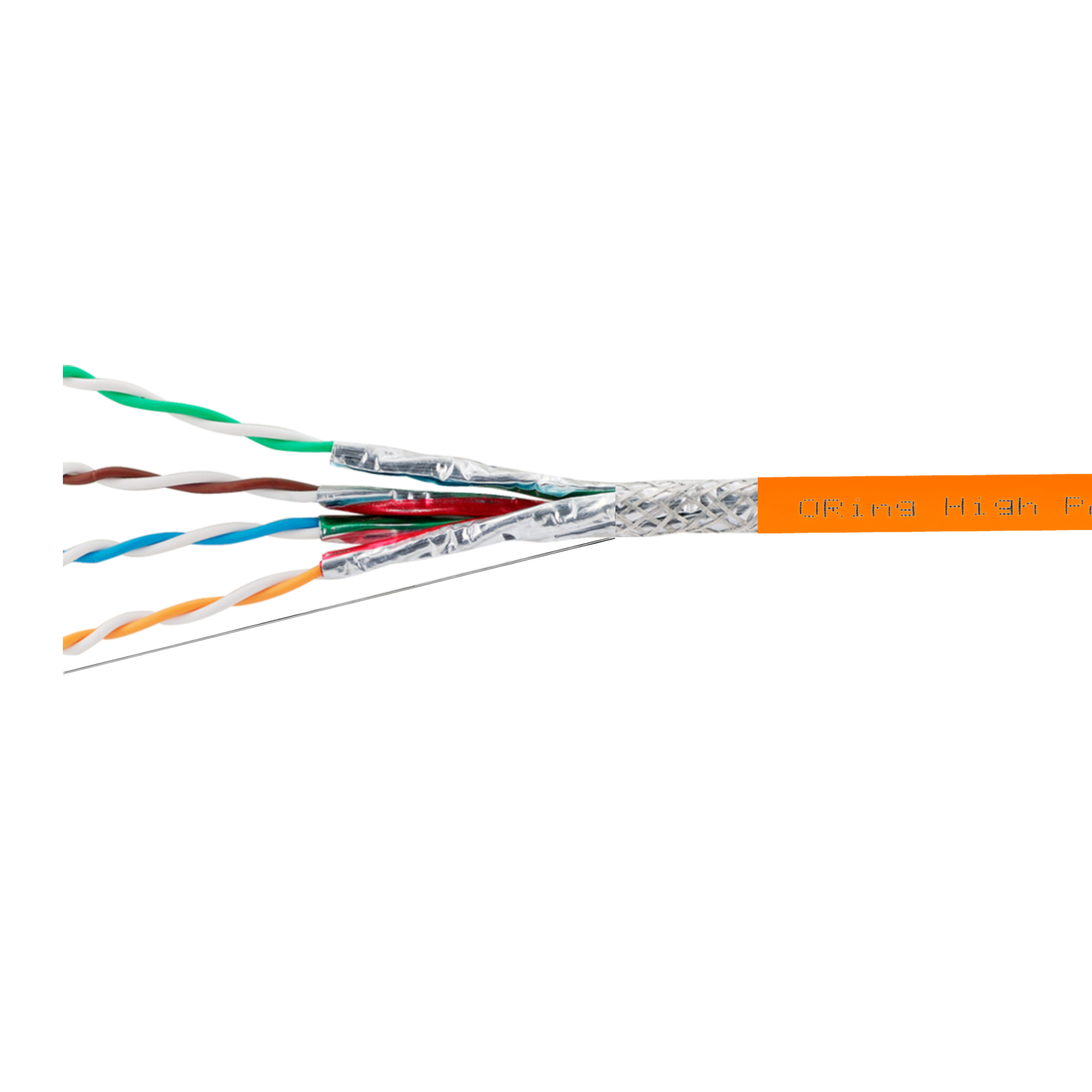S/FTP CAT6A 10G 23AWG PIMF LSZH Network Cable500m - Orange