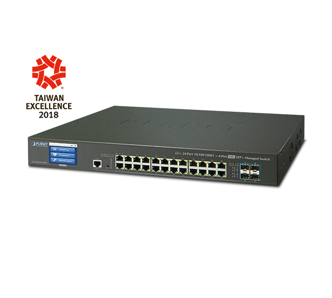 L2+ 24-Port 10/100/1000T + 4-Port 10G SFP+ Managed Switch with LCD touch screen