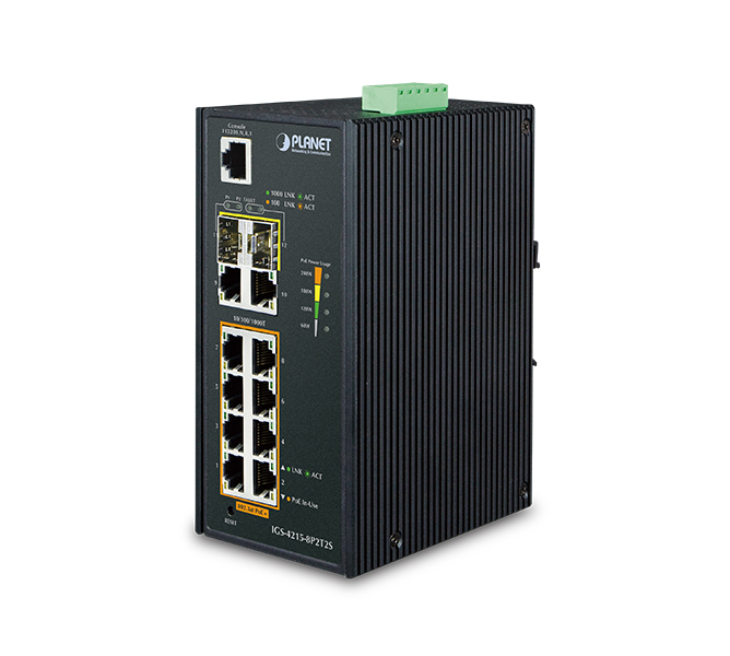 Industrial 8-Port 10/100/1000T 802.3at PoE + 2-Port 10/100/1000T + 2-Port 100/1000X SFP Managed Switch