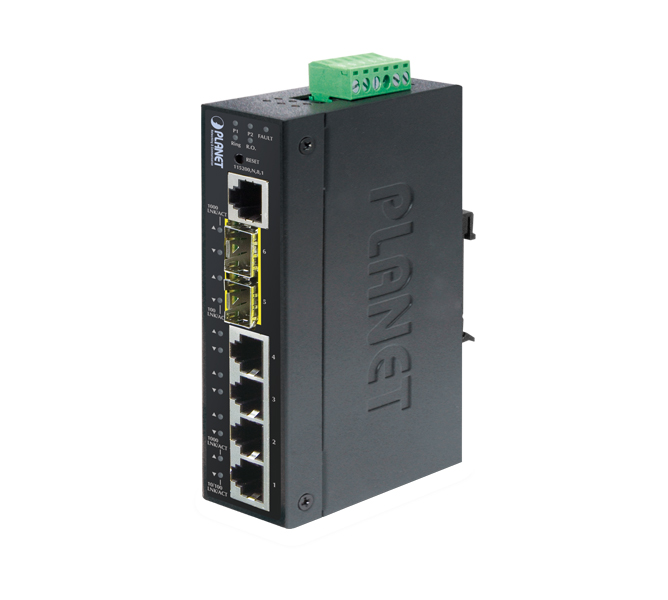L2+ 4-Port 10/100/1000T + 2-Port 100/1000X SFP Endüstriyel Tip Yönetilebilir Ethernet Switch