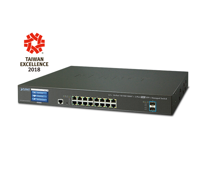 L2+ 16-Port 10/100/1000T + 2-Port 10G SFP+ Managed Switch with LCD touch screen