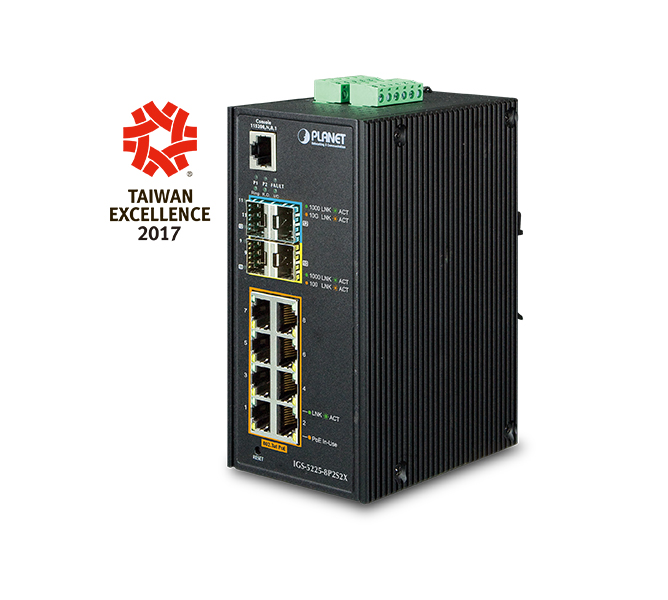 Industrial L3 8-Port 10/100/1000T 802.3at PoE + 2-Port 100/1000X SFP + 2-Port 10G SFP+ Managed Ethernet Switch