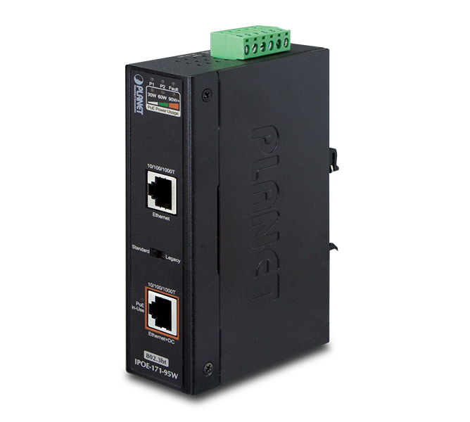 Industrial Single-Port 10/100/1000Mbps 802.3bt PoE Injector