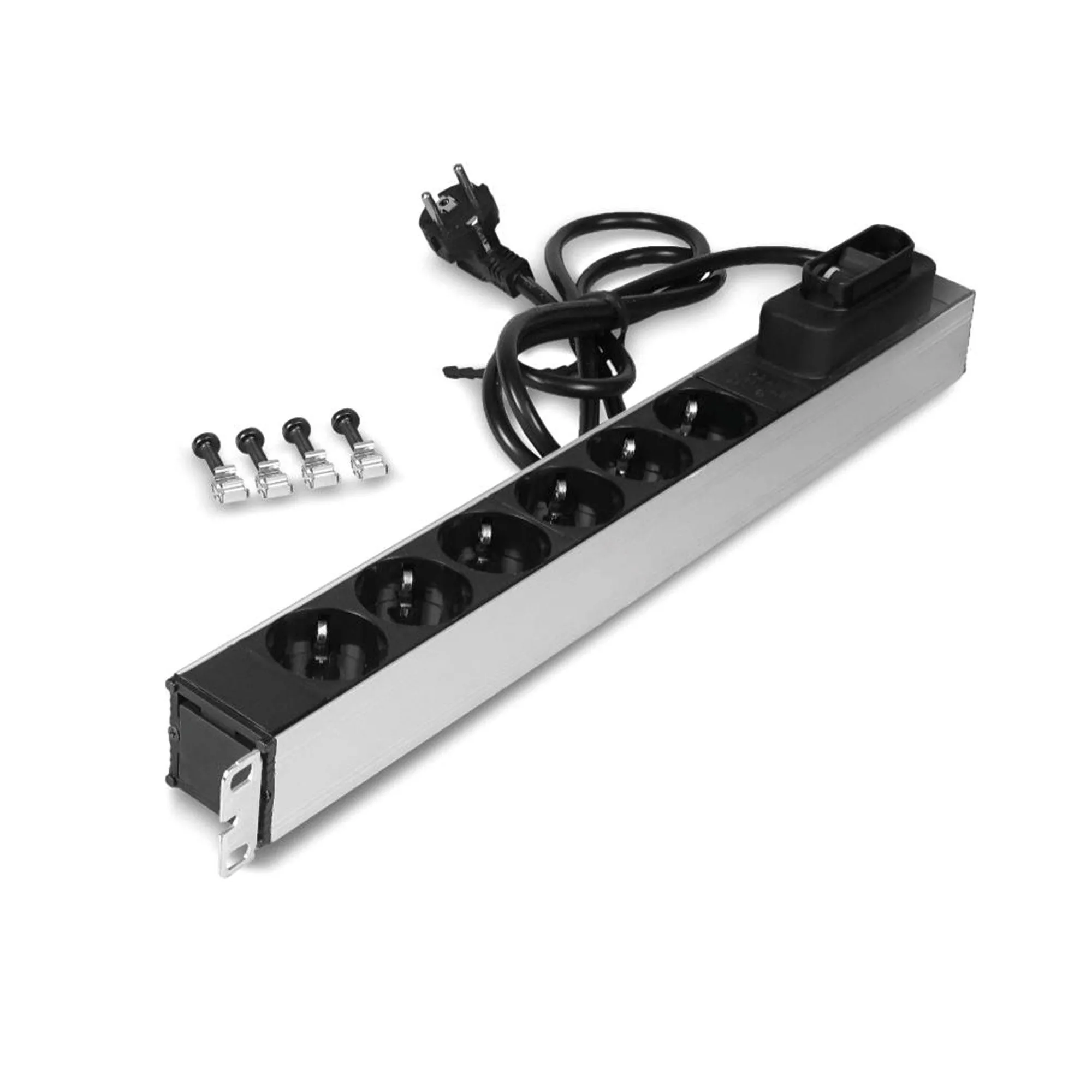19" 6'lı Schuko Priz 16A Sigortalı 3x1.5mm2 1.5mt Kablolu PDU 2