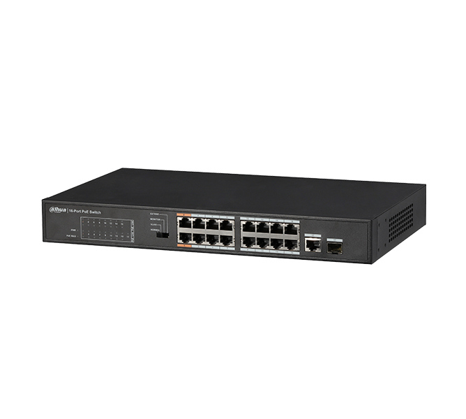 16 Portlu Fast Ethernet PoE + 1 Portlu Gigabit Combo PoE Switch
