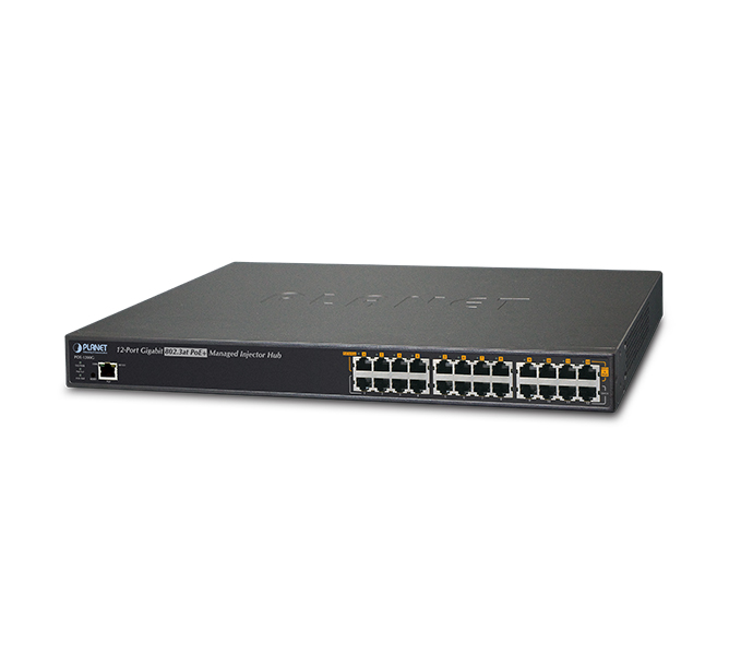 12-Port Gigabit IEEE 802.3at PoE+ Managed Injector Hub (220 watts)