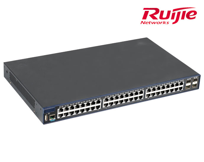 48 adet 10/100/1000 BASE‑T port ve 4 adet 1 G SFP port (combo olmayan), AC güç beslemeli