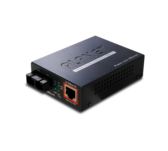 100Base-FX to 10/100Base-TX PoE Media Converter